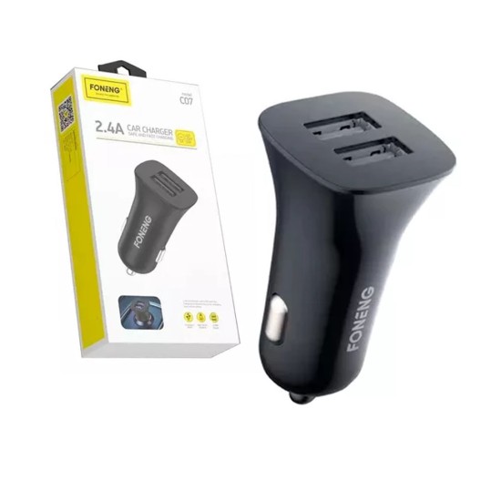 Carregador de Carro Foneng C07 Dual USB (Rápido 2.4A) Preto